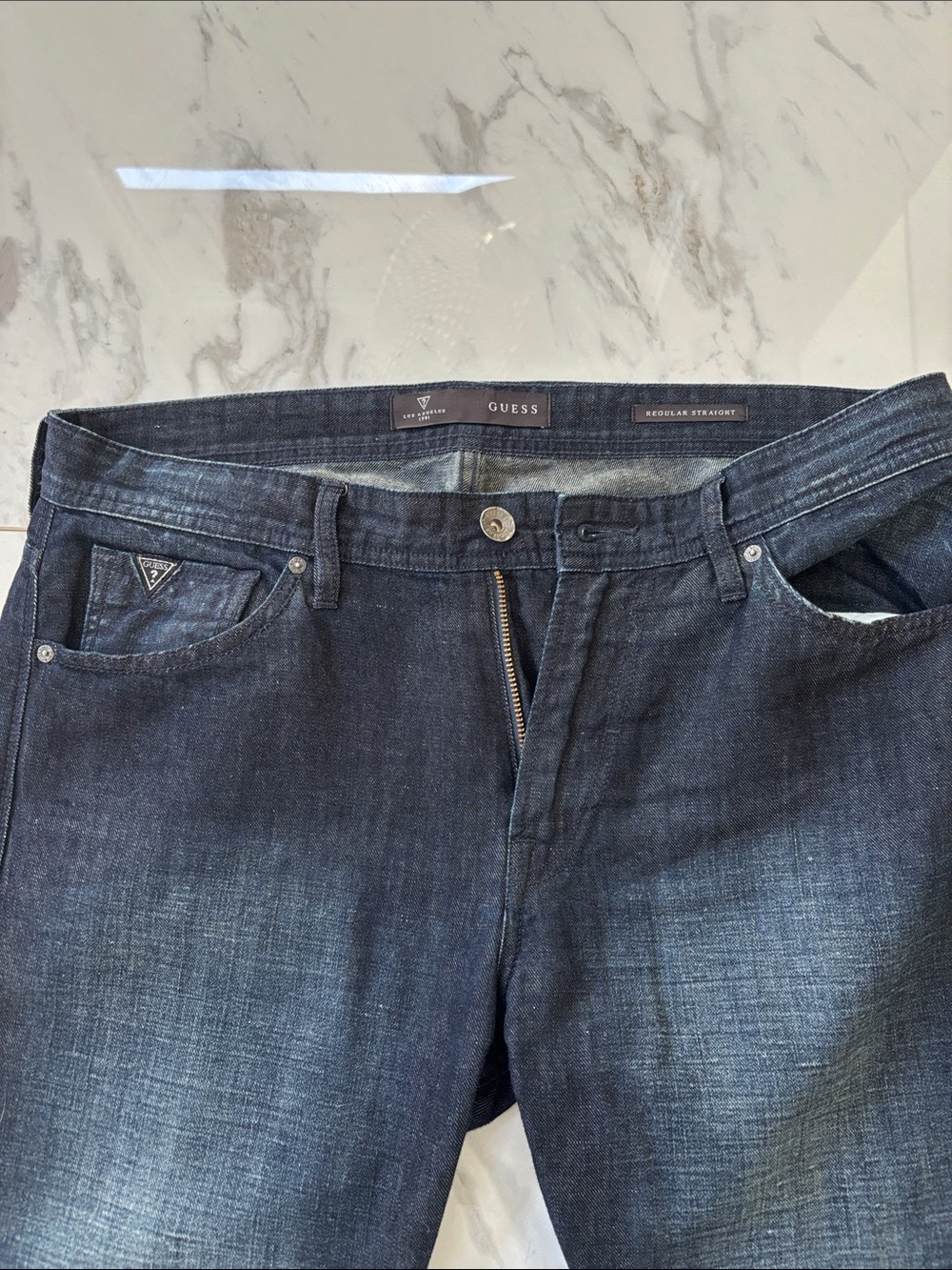 GUESS Men’s Faded Indigo Straight Leg Jeans